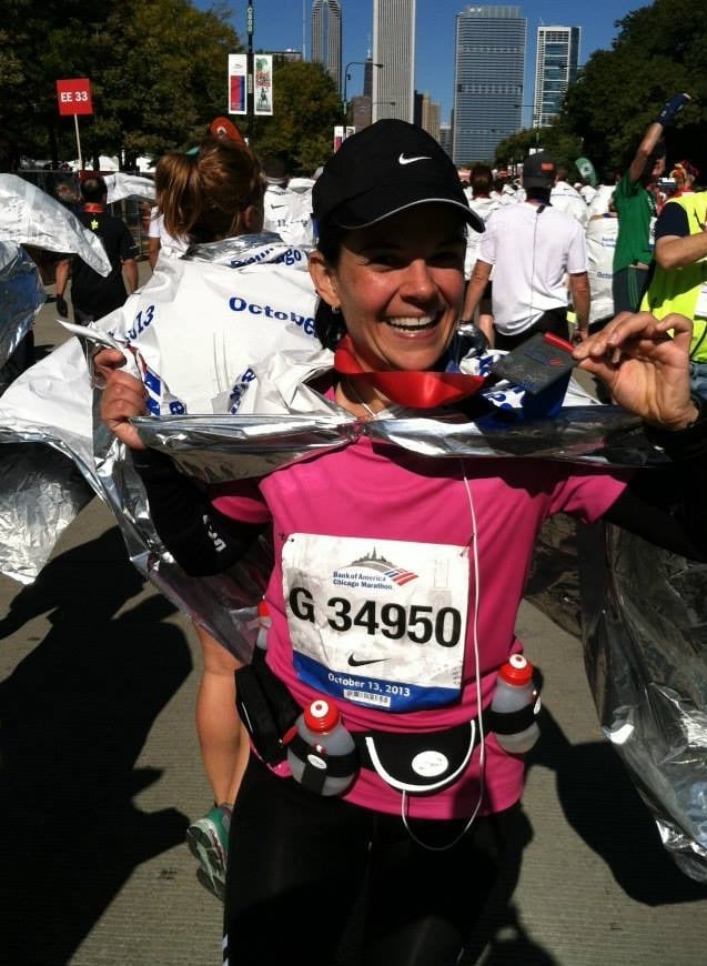Mone Gil finalizando el Maratón de Chicago