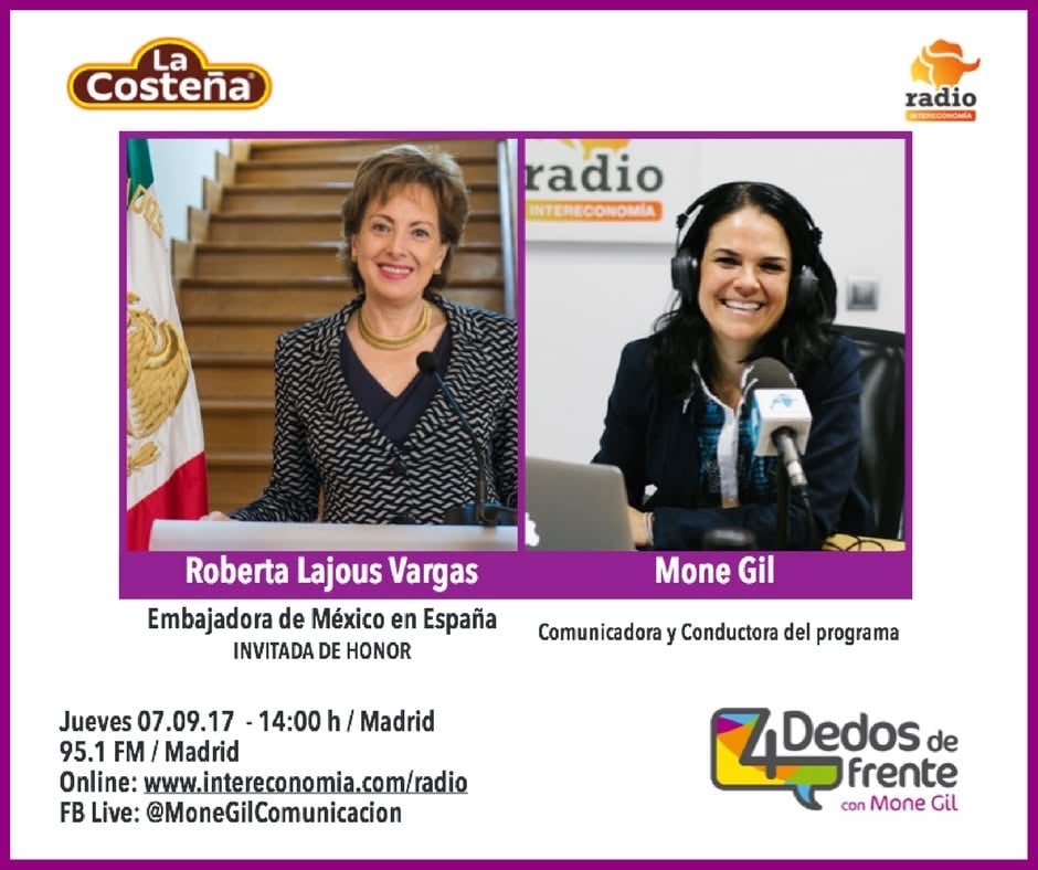 Mone Gil con Roberta Lajous Vargas en programa de radio